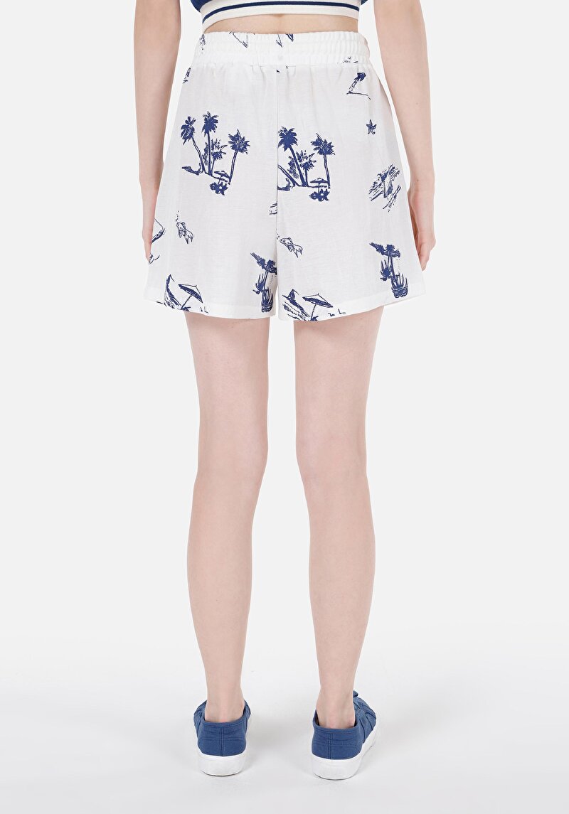 Afișați detalii pentru Regular Fit Talie Medie Pantaloni Scurți Albi Pentru Femei