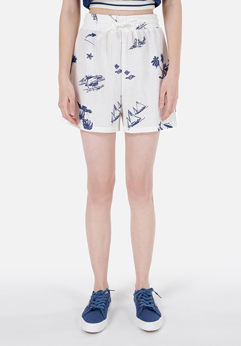 Afișați detalii pentru Regular Fit Talie Medie Pantaloni Scurți Albi Pentru Femei