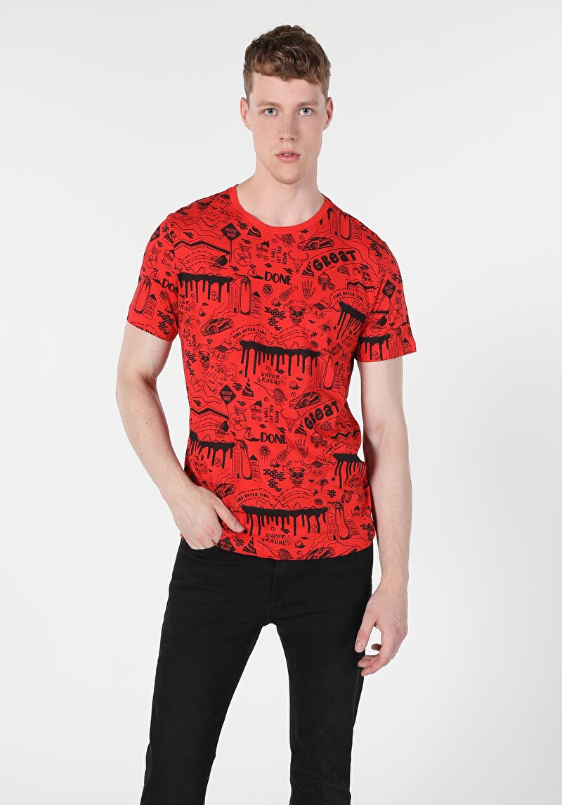 Imagine a Tricou Cu Maneca Scurta De Barbati Roşu Regular Fit  Cl1060033