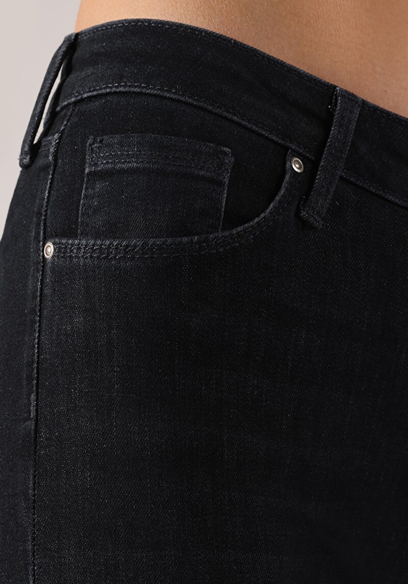 Afișați detalii pentru Skinny Fit Mid Waist Narrow Leg Blugi İndigo Pentru Femei