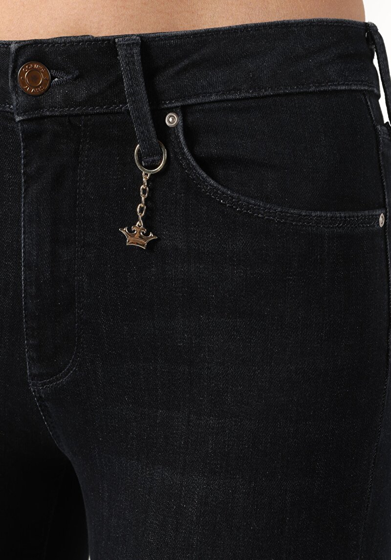 Afișați detalii pentru Skinny Fit Mid Waist Narrow Leg Blugi İndigo Pentru Femei