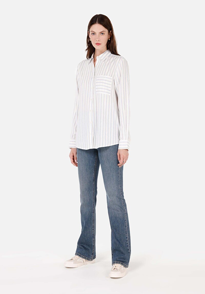 Imagine a Cămașă Cu Gât Pentru Femei Cămașă Albă Cu Mânecă Lungă Pentru Femei