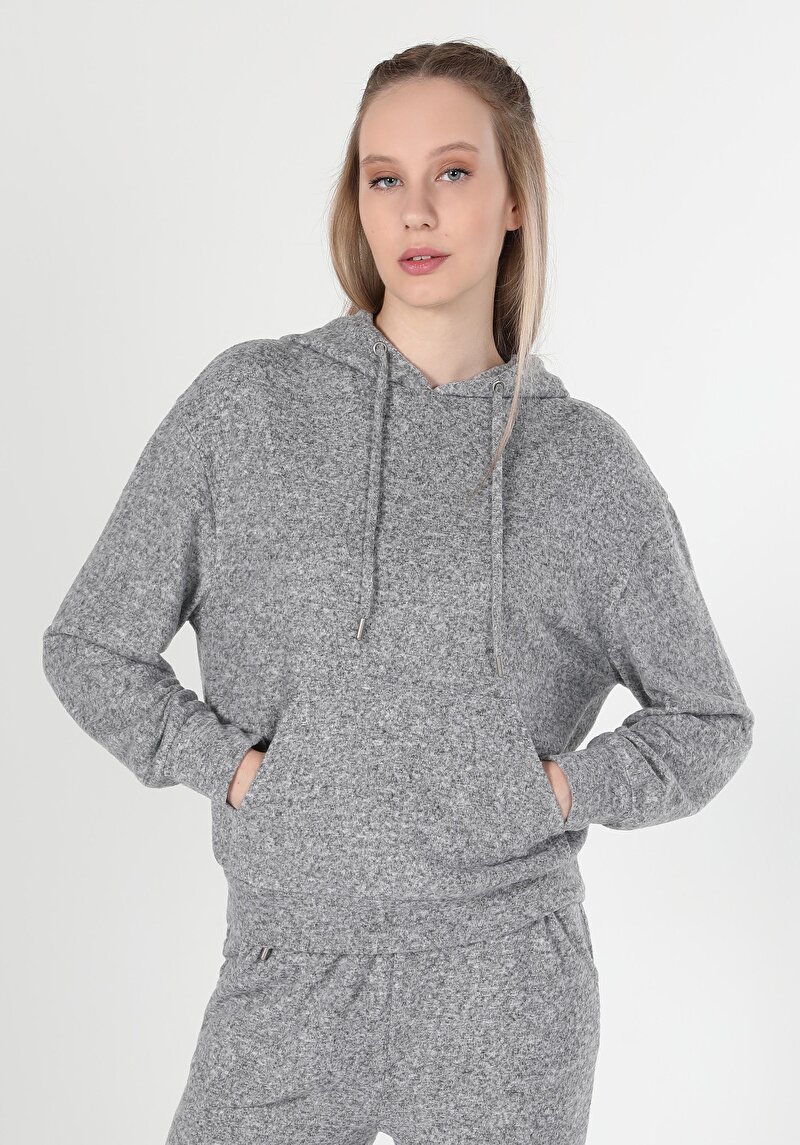 Afișați detalii pentru Tricou Cu Maneca Lunga De Dama Gri Regular Fit  Cl1061386