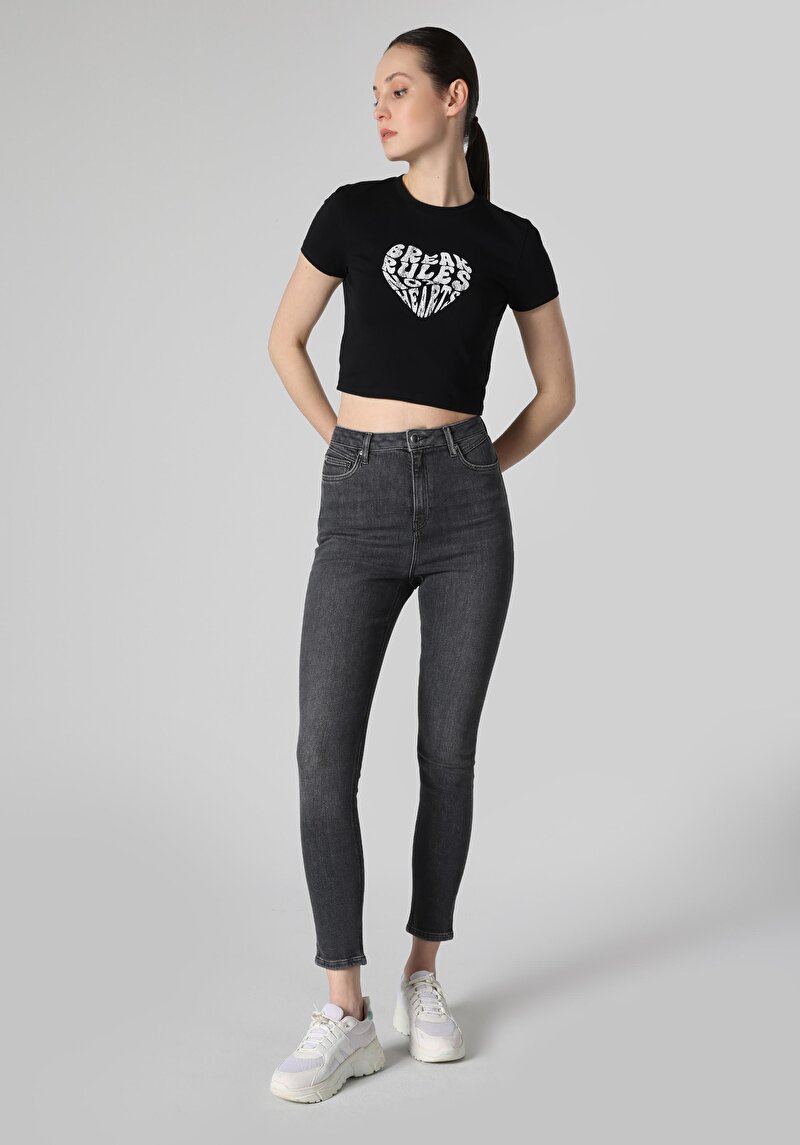 Afișați detalii pentru Skinny Fit Talie Talie Picior Îngust Blugi Din Denim Pentru Femei