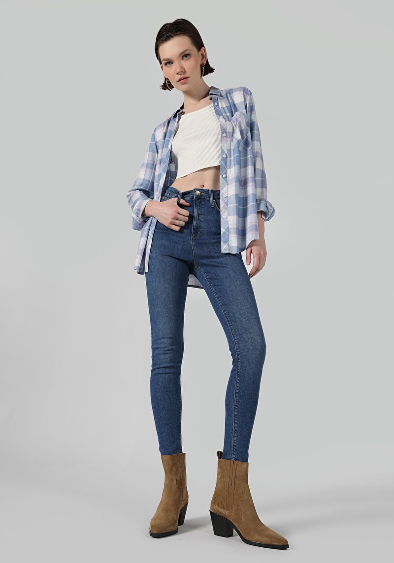 Imagine a Pantaloni De Dama Albastru Skinny Fit 760 Diana Cl1063472