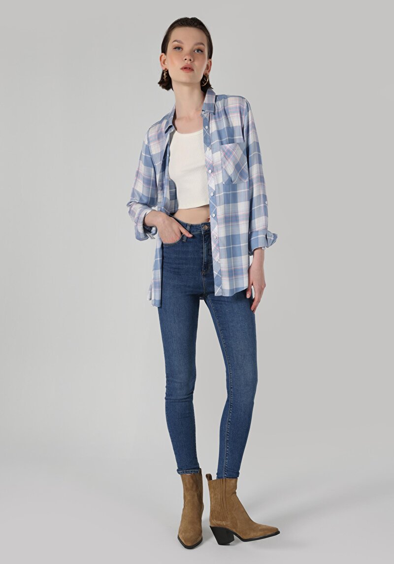 Imagine a Pantaloni De Dama Albastru Skinny Fit 760 Diana Cl1063472