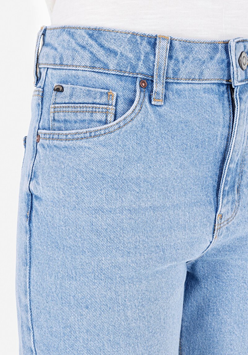 Afișați detalii pentru Mom Fit Shrink Leg Blugi Gri Pentru Femei