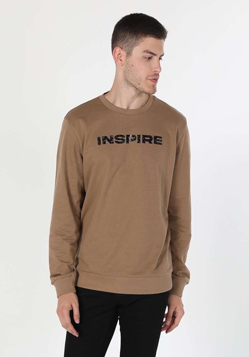 Imagine a Hanorac / Bluza De Barbati Bej Regular Fit  Cl1060125