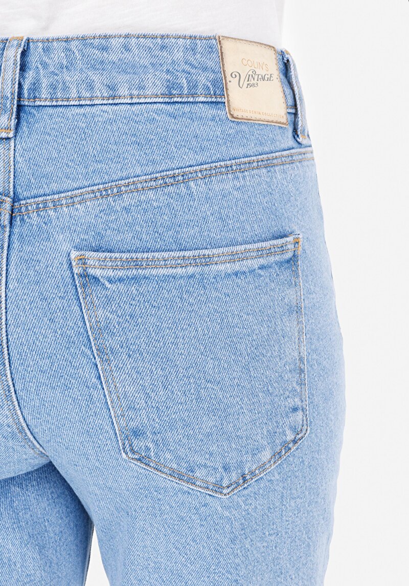 Afișați detalii pentru Mom Fit Shrink Leg Blugi Gri Pentru Femei