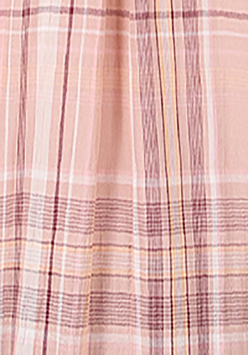 Afișați detalii pentru Cămașă Cu Gât În Carouri Cămașă Cu Mânecă Lungă Roz Pentru Femei