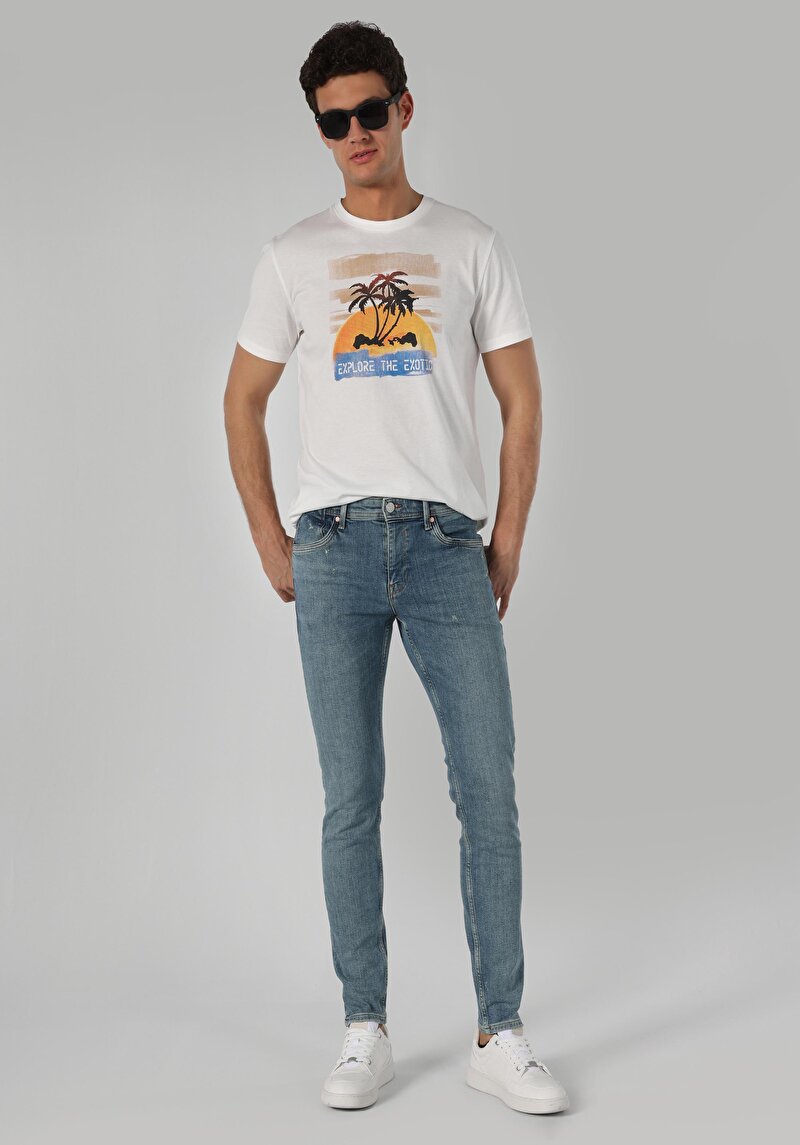 Imagine a Pantaloni De Barbati Albastru Slim Fit 041 Danny Cl1063476