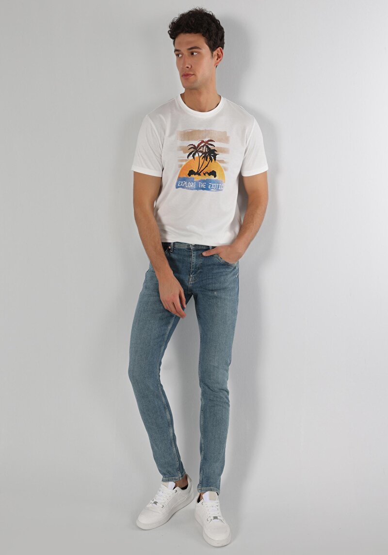 Afișați detalii pentru Pantaloni De Barbati Albastru Slim Fit 041 Danny Cl1063476