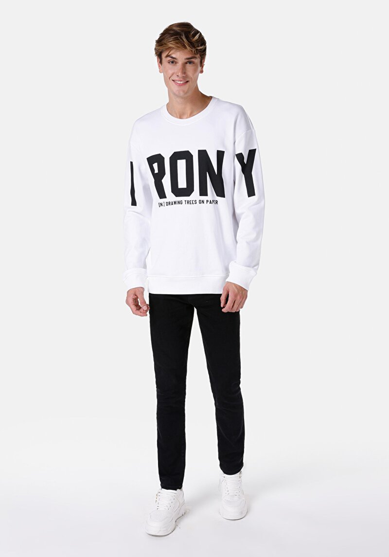 Afișați detalii pentru Hanorac / Bluza De Barbati Alb Comfort Fit scris 100% bumbac Cl1067465