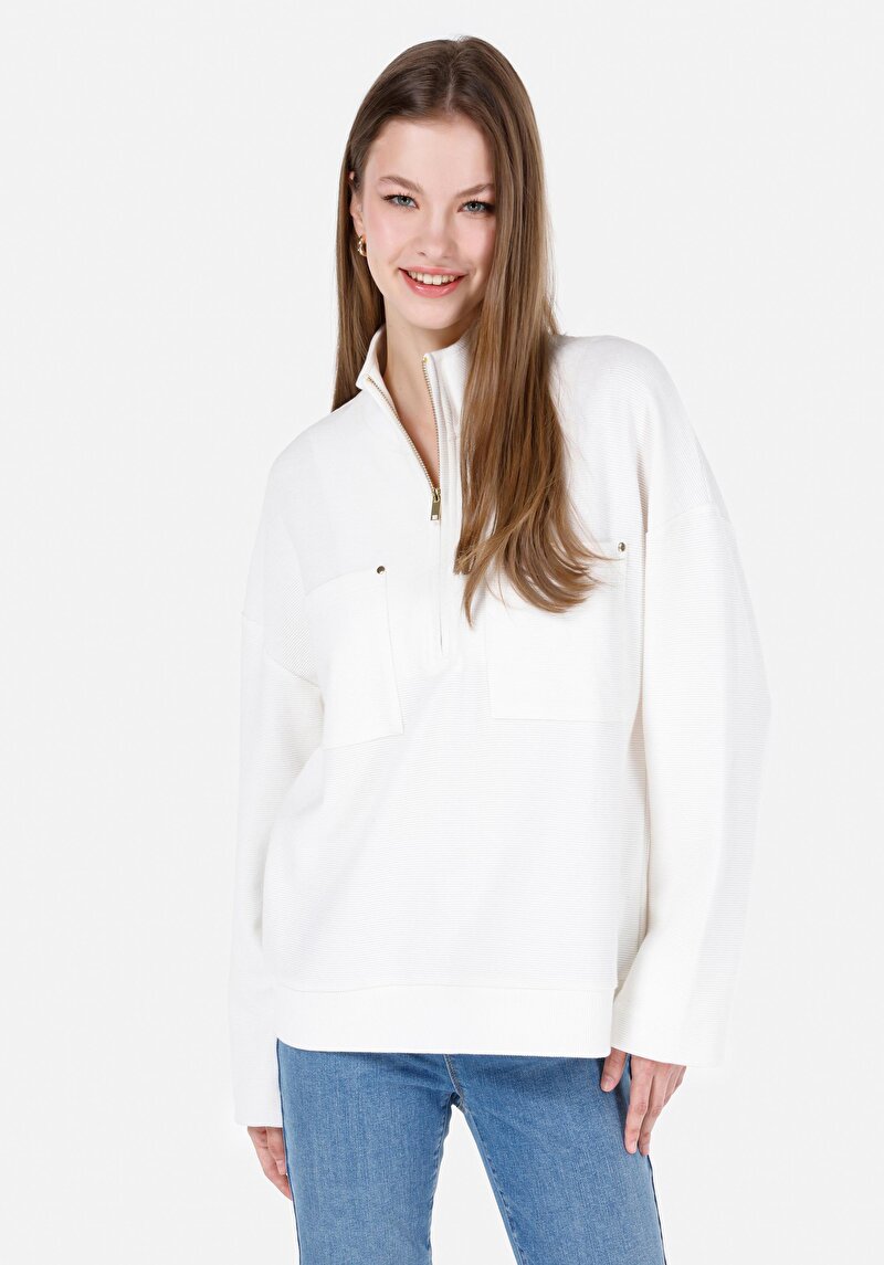 Imagine a Hanorac / Bluza De Dama Alb Regular Fit  Cl1067498