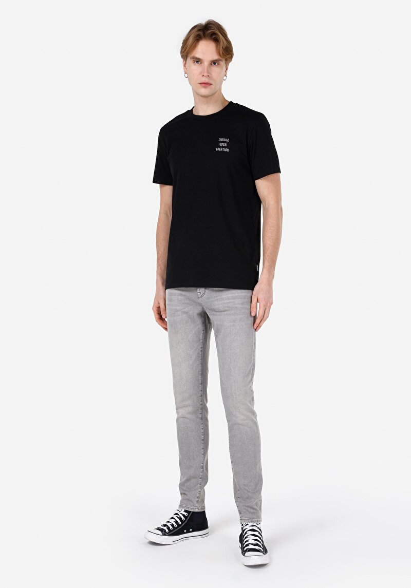 Imagine a Blugi Gri Pentru Bărbați Slim Fit