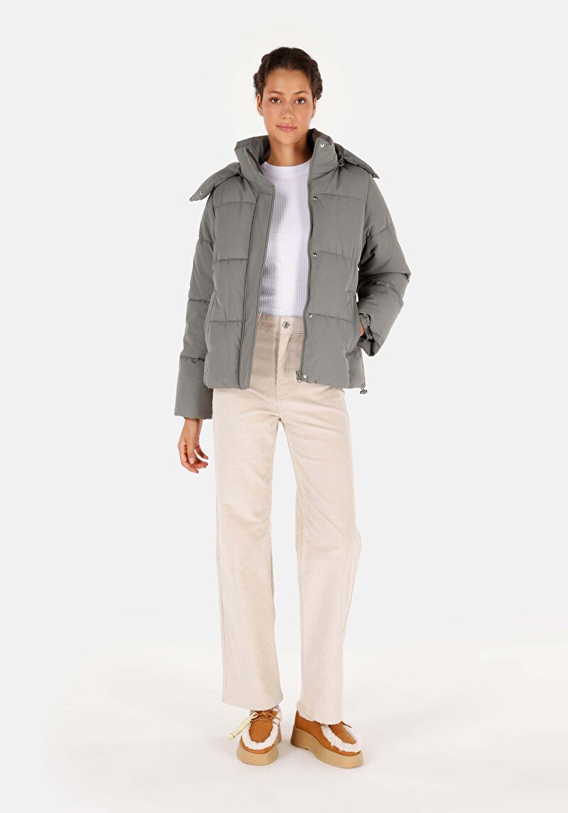 Imagine a Regular Fit Glugă Căptușit Cu Fermoar Verde Pentru Femei