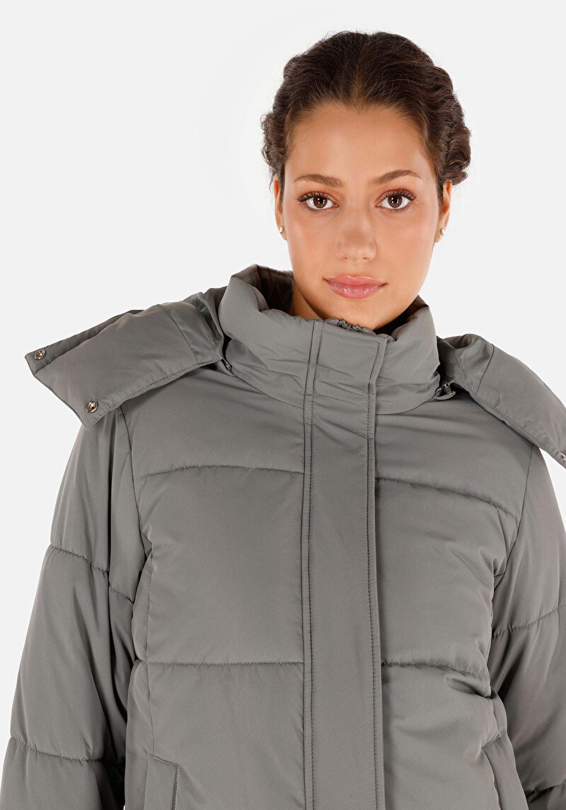 Imagine a Regular Fit Glugă Căptușit Cu Fermoar Verde Pentru Femei