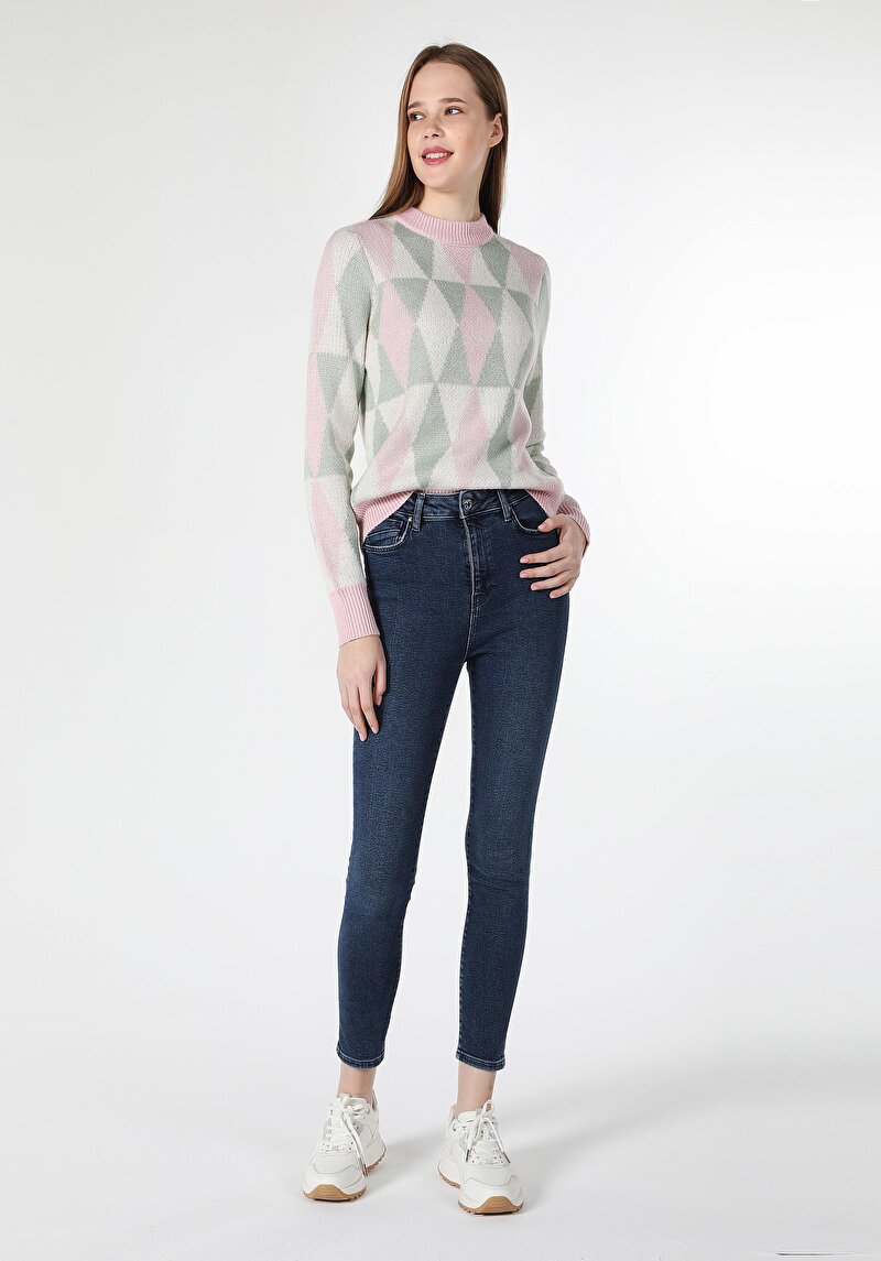 Imagine a Skinny Fit Talie Înaltă Picior Îngust Blugi İndigo Pentru Femei