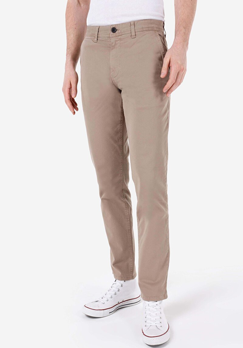 Afișați detalii pentru Regular Fit Talie Medie Picior Drept Pantaloni Bej Pentru Bărbați