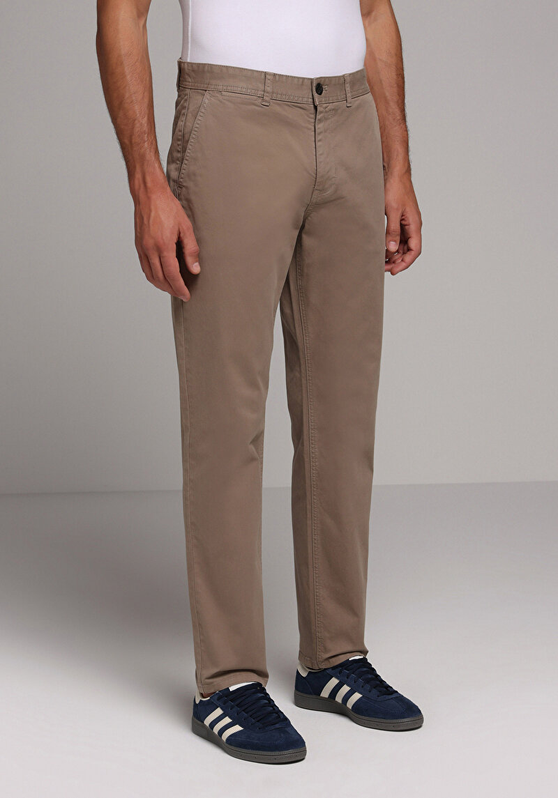 Imagine a Regular Fit Talie Medie Picior Drept Pantaloni Bej Pentru Bărbați