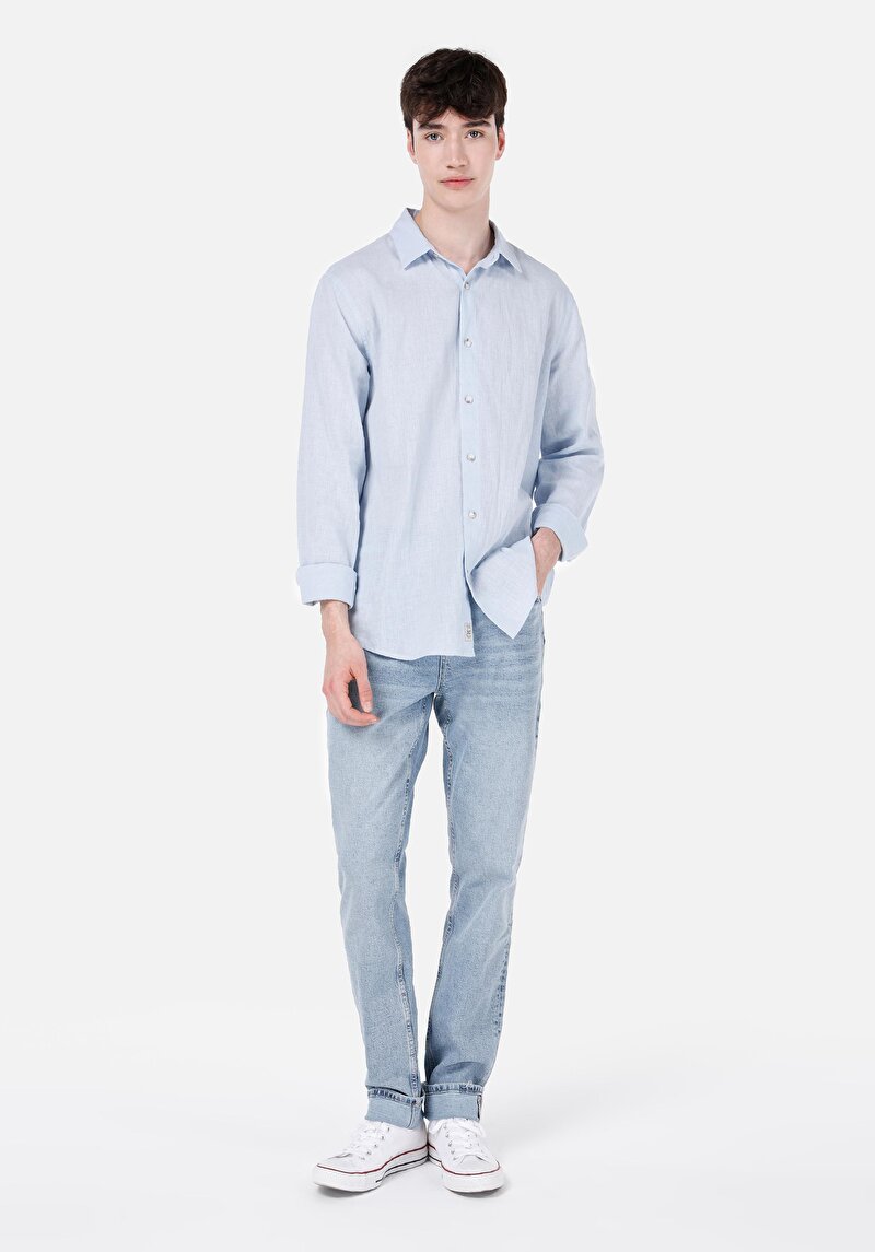 Imagine a Blugi İndigo Pentru Bărbați Cu Potrivire Dreaptă