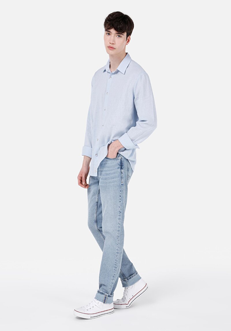 Afișați detalii pentru Blugi İndigo Pentru Bărbați Cu Potrivire Dreaptă