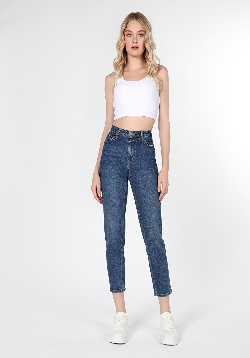 Imagine a Pantaloni De Dama Albastru Mom Fit 896  Maria Cl1061430