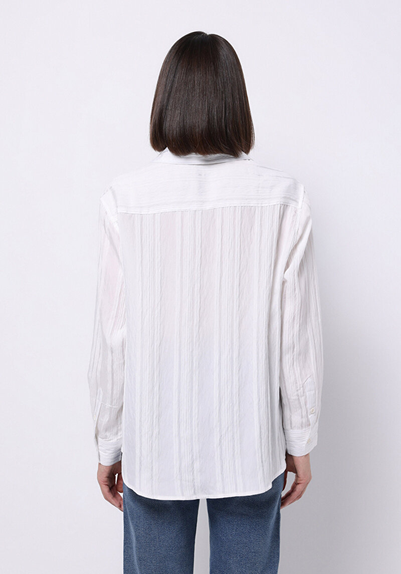 Imagine a Regular Fit Cămașă Jacquard Cămașă Albă Cu Mânecă Lungă Pentru Femei