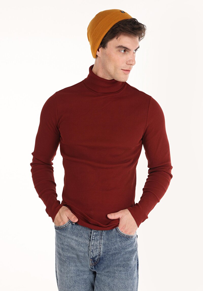 Imagine a Tricou Cu Maneca Lunga De Barbati Roşu Slim Fit Cl1049854