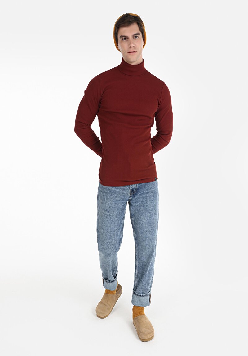 Imagine a Tricou Cu Maneca Lunga De Barbati Roşu Slim Fit Cl1049854