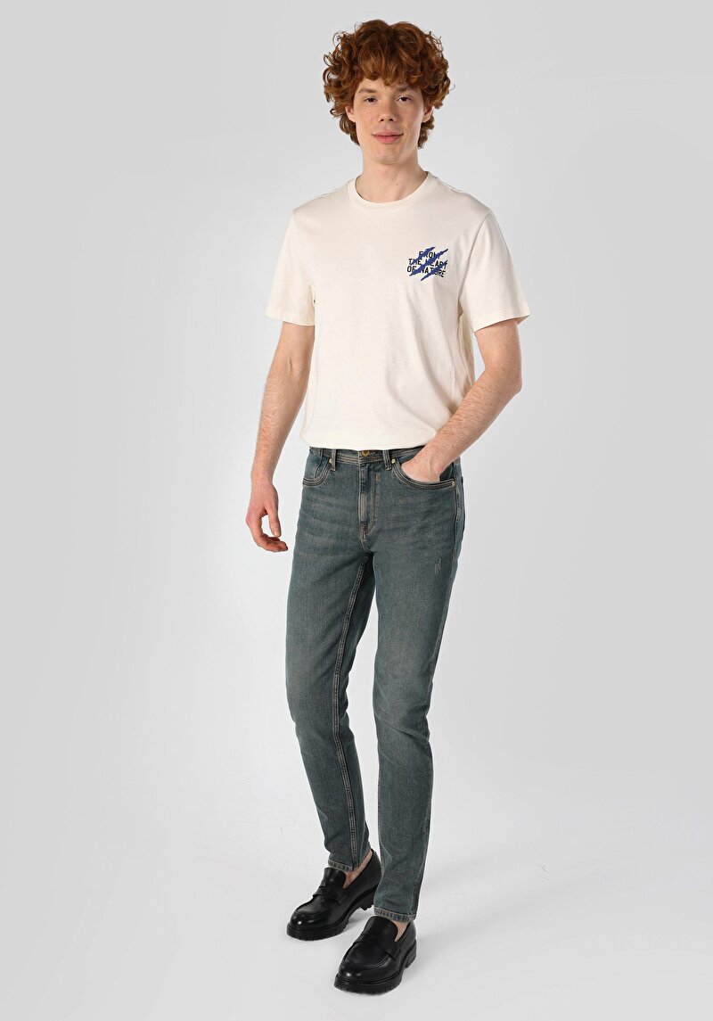 Afișați detalii pentru Blugi Din Denim Pentru Bărbați Cu Talie Joasă Și Talie İngustă Slim Fit