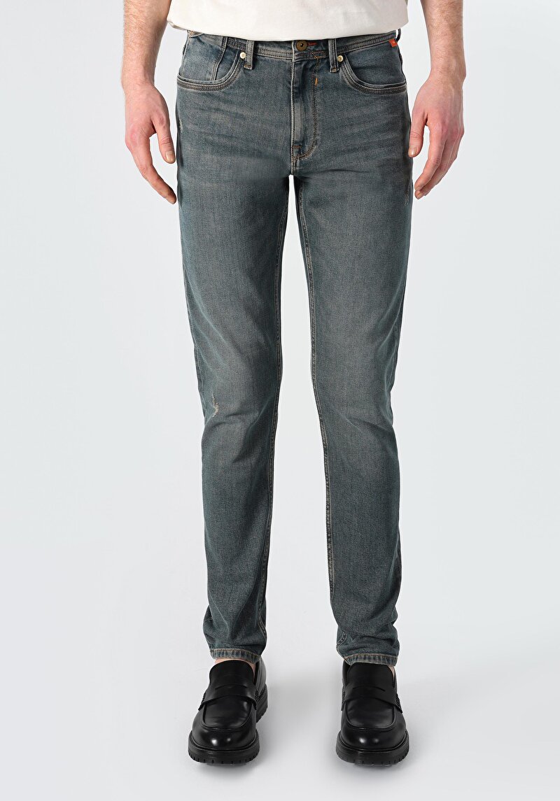 Afișați detalii pentru Blugi Din Denim Pentru Bărbați Cu Talie Joasă Și Talie İngustă Slim Fit