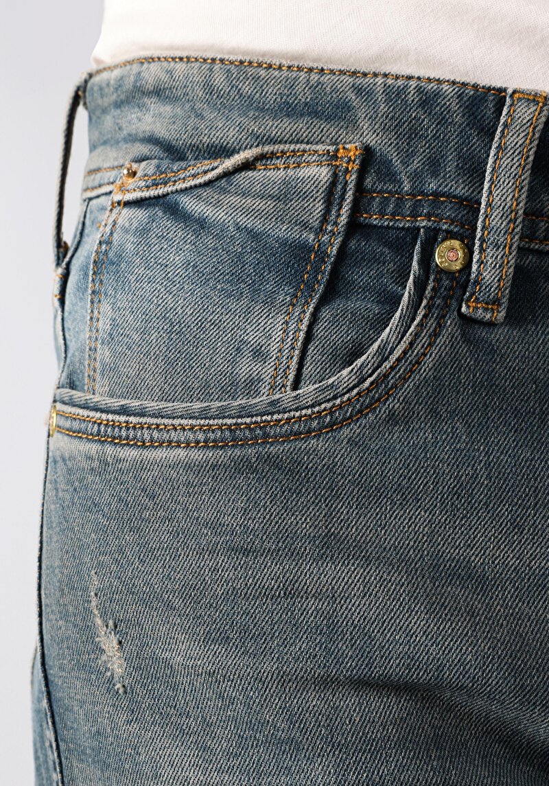 Afișați detalii pentru Blugi Din Denim Pentru Bărbați Cu Talie Joasă Și Talie İngustă Slim Fit