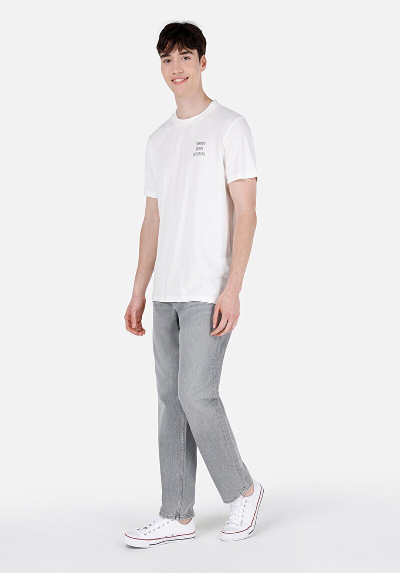 Imagine a Blugi Gri Pentru Bărbați Cu Talie Dreaptă