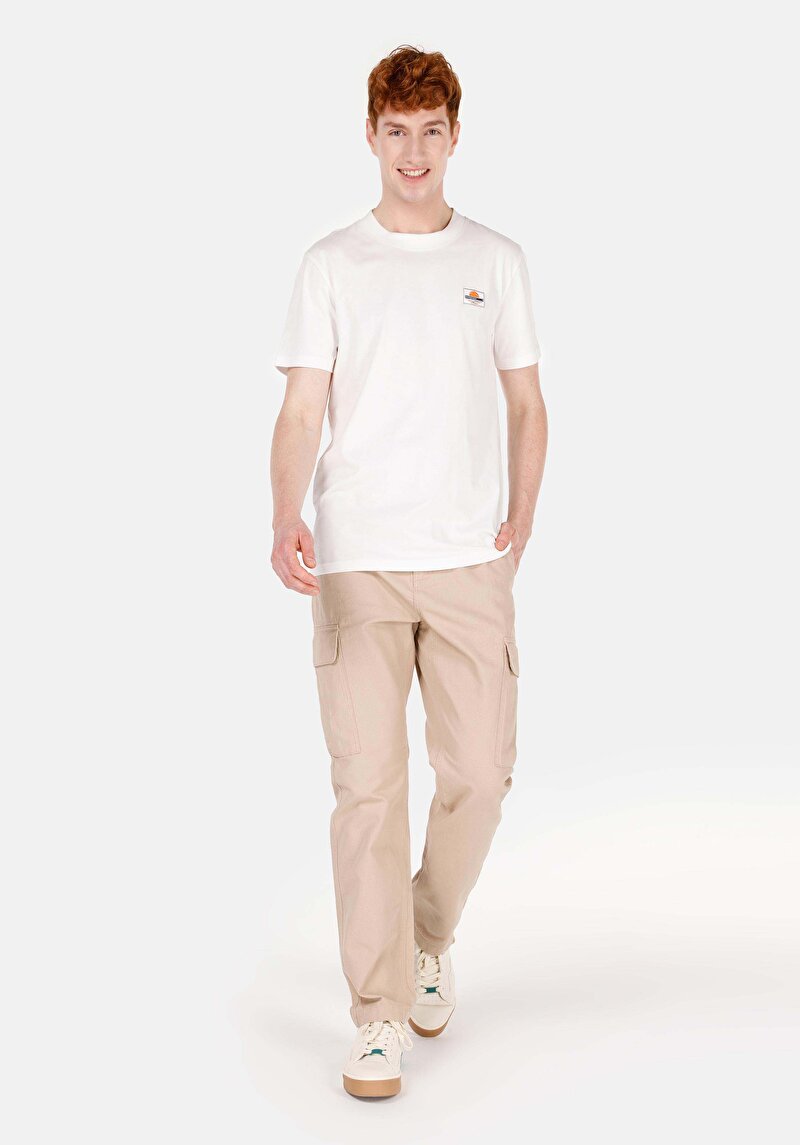 Afișați detalii pentru Pantaloni Bej Pentru Bărbați Comfort Fit Mid Waist Straight Leg