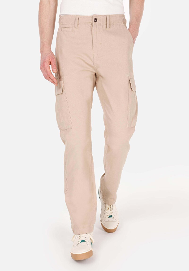 Afișați detalii pentru Pantaloni Bej Pentru Bărbați Comfort Fit Mid Waist Straight Leg