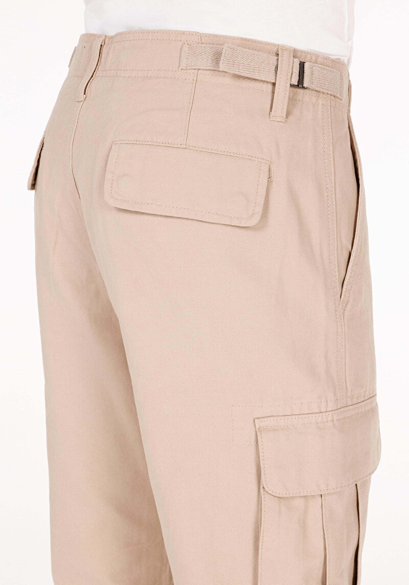 Afișați detalii pentru Pantaloni Bej Pentru Bărbați Comfort Fit Mid Waist Straight Leg