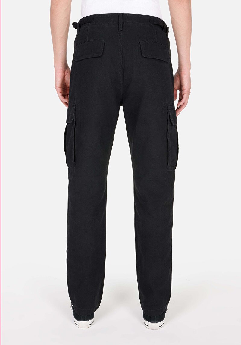 Afișați detalii pentru Pantaloni Negri Pentru Bărbați Comfort Fit Mid Waist Straight Leg