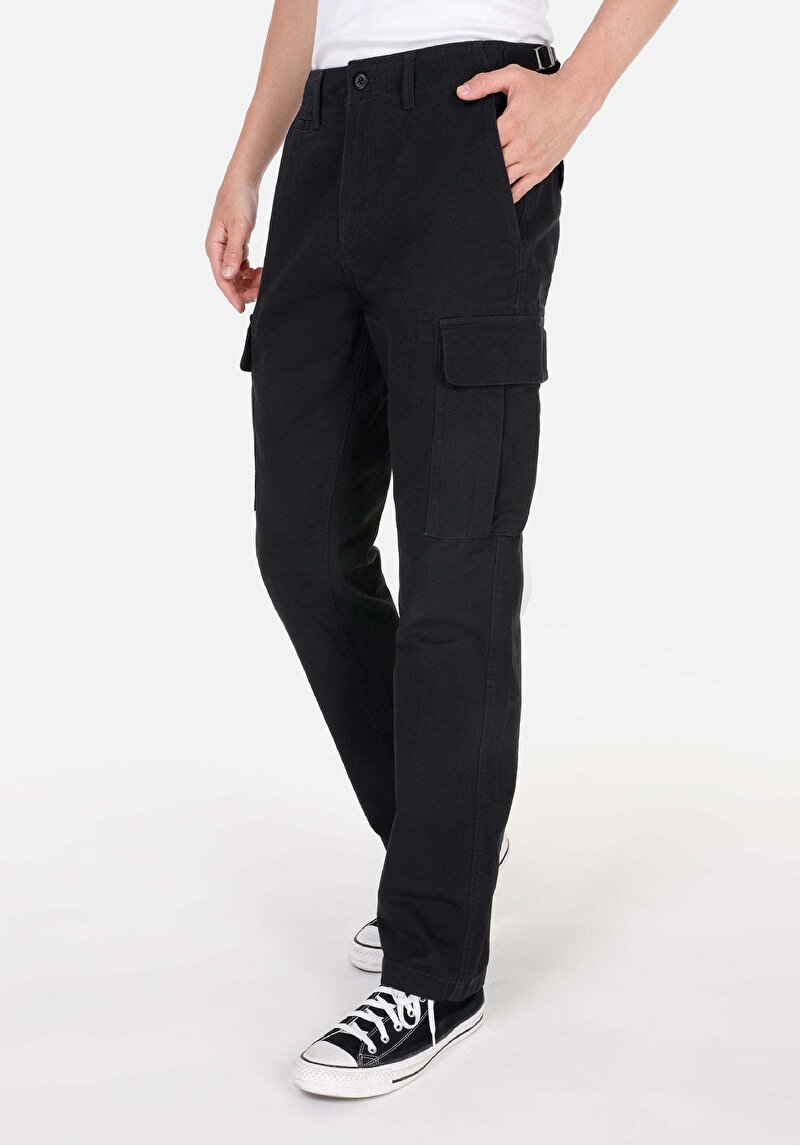 Imagine a Pantaloni Negri Pentru Bărbați Comfort Fit Mid Waist Straight Leg