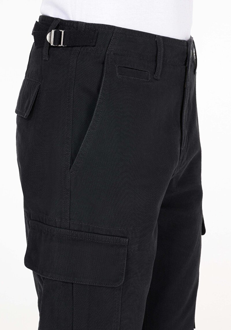 Afișați detalii pentru Pantaloni Negri Pentru Bărbați Comfort Fit Mid Waist Straight Leg
