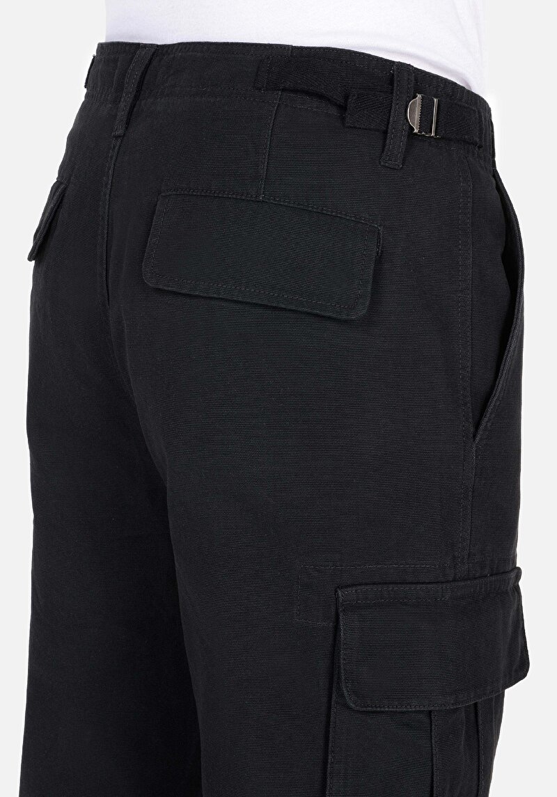 Afișați detalii pentru Pantaloni Negri Pentru Bărbați Comfort Fit Mid Waist Straight Leg