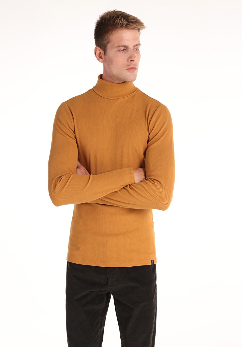 Imagine a Slim Fit Half Turtleneck Drept Sari Tricou Cu Mânecă Lungă Pentru Bărbați