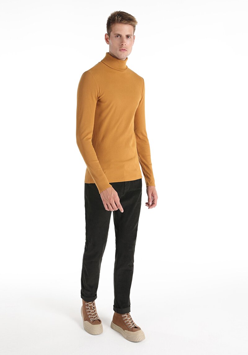 Afișați detalii pentru Slim Fit Half Turtleneck Drept Sari Tricou Cu Mânecă Lungă Pentru Bărbați