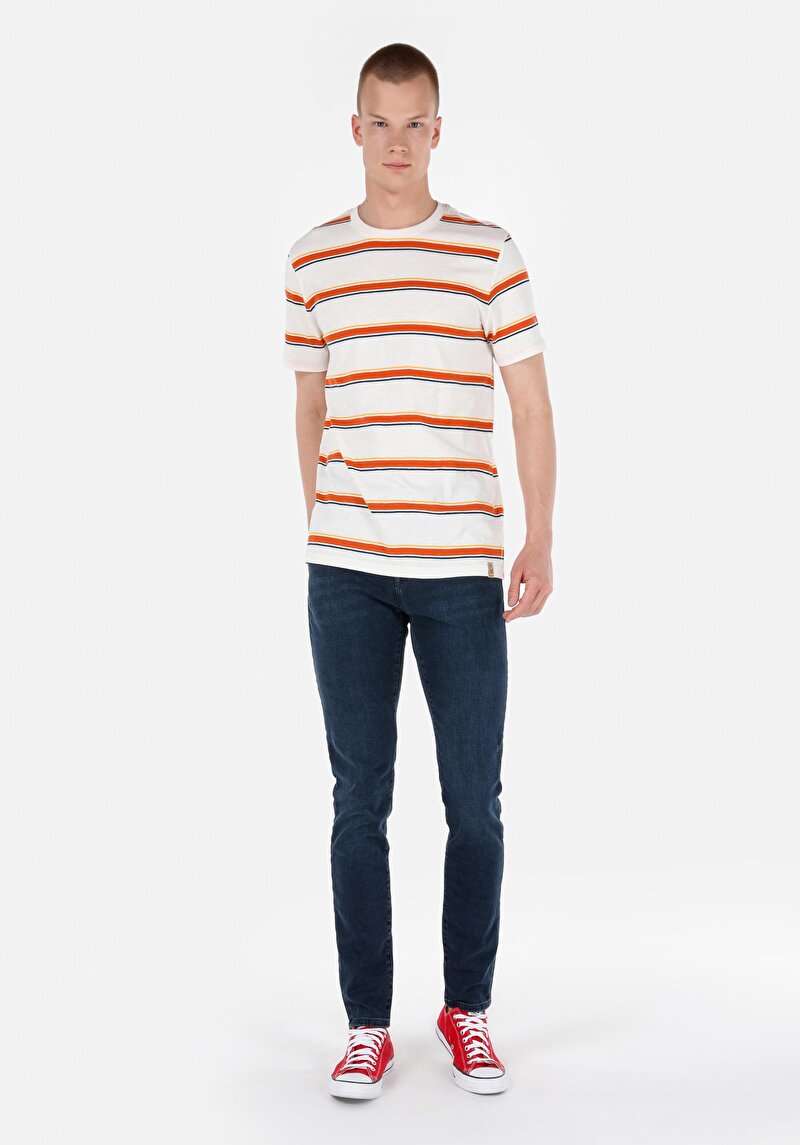 Imagine a Slim Fit Talie Joasă Picior Îngust Blugi İndigo Închis Pentru Bărbați