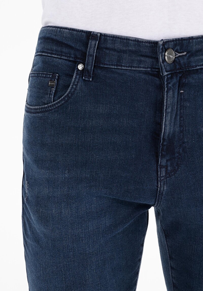 Afișați detalii pentru Slim Fit Talie Joasă Picior Îngust Blugi İndigo Închis Pentru Bărbați