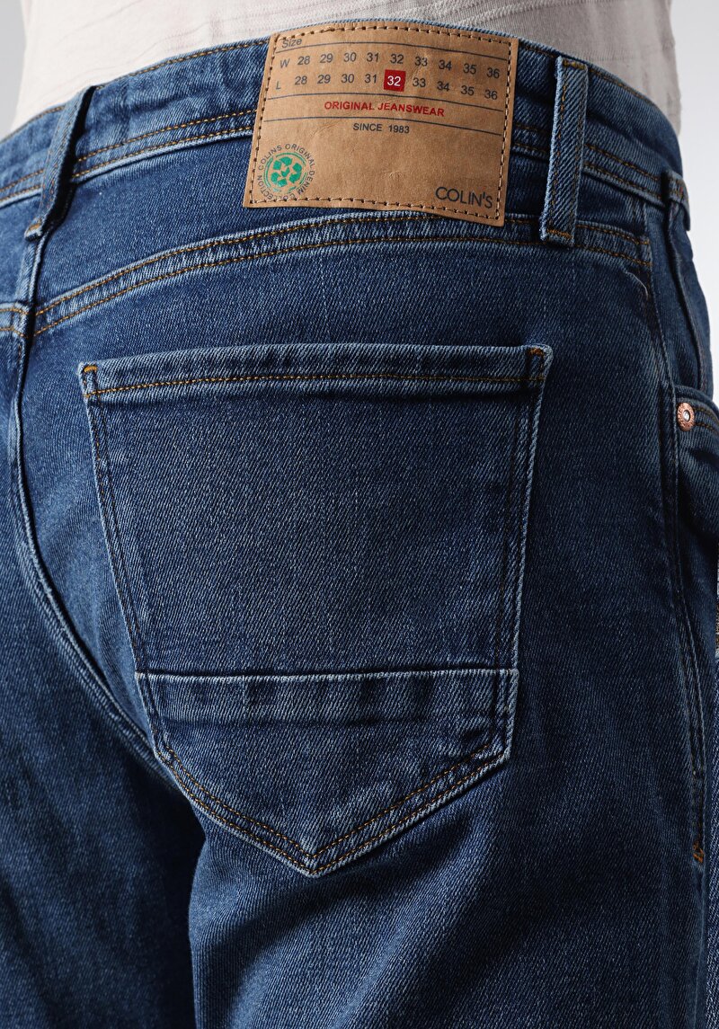 Afișați detalii pentru Slim Fit Talie Joasă Picior Îngust Blugi İndigo Pentru Bărbați