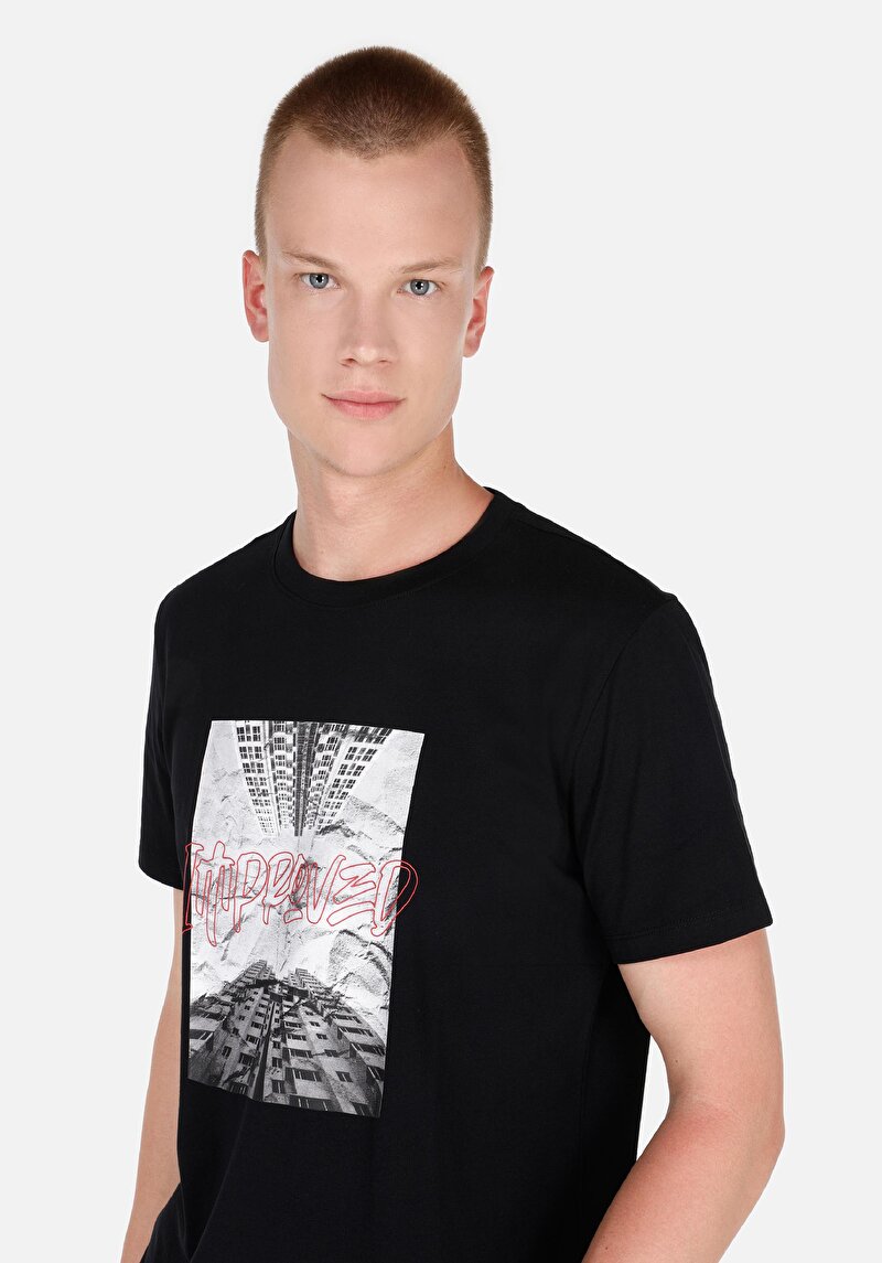 Imagine a Tricou Cu Maneca Scurta De Barbati Negru Regular Fit Cl1067750