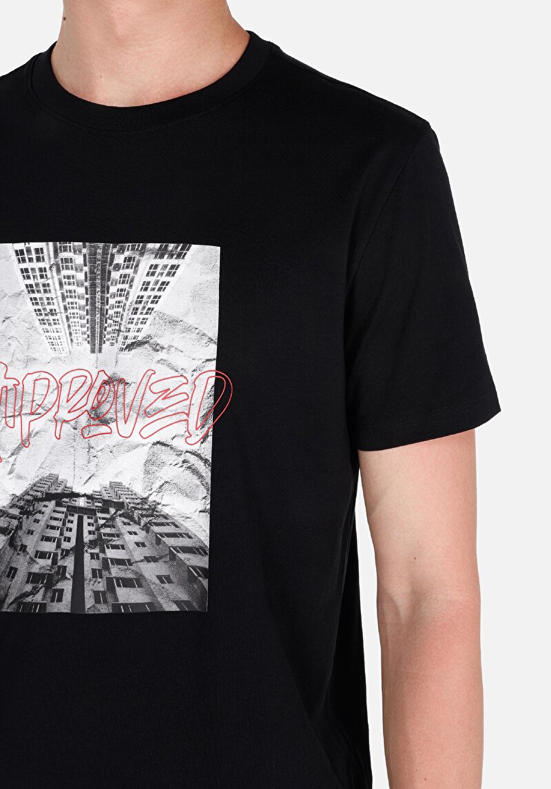 Afișați detalii pentru Tricou Cu Maneca Scurta De Barbati Negru Regular Fit  Cl1067750