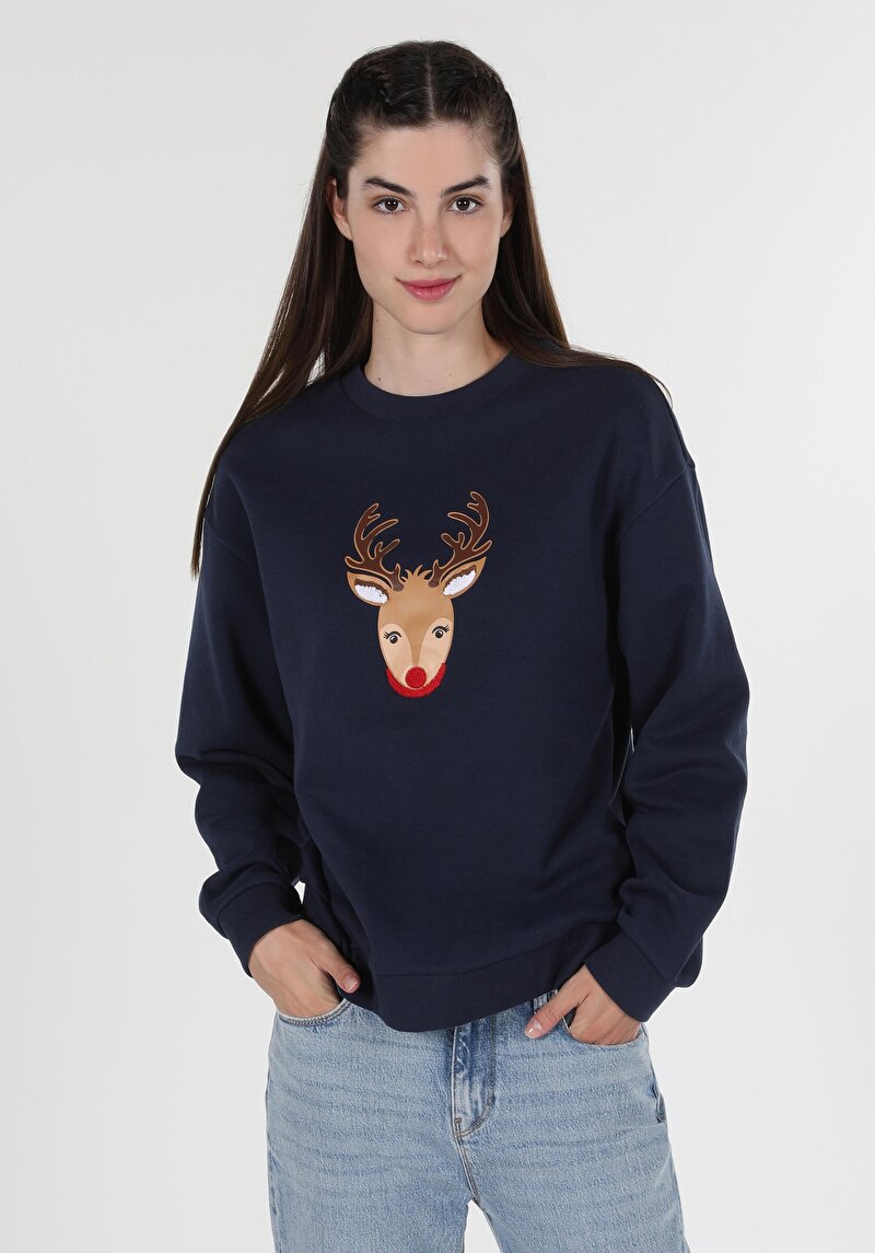 Imagine a Hanorac / Bluza De Dama Albastru Marin Regular Fit  Cl1061488