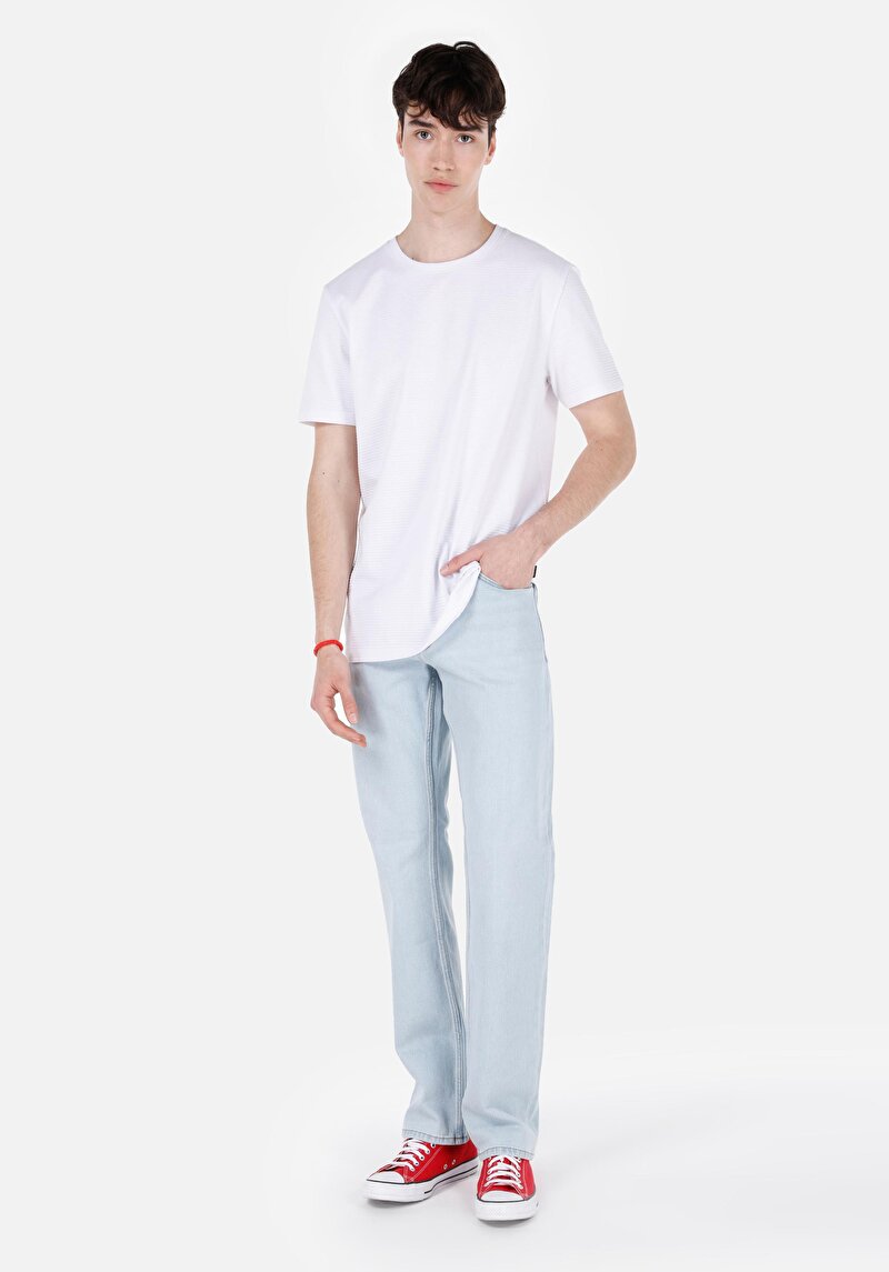 Imagine a Regular Fit Talie Medie Picior Drept Blugi Indigo Pentru Bărbați